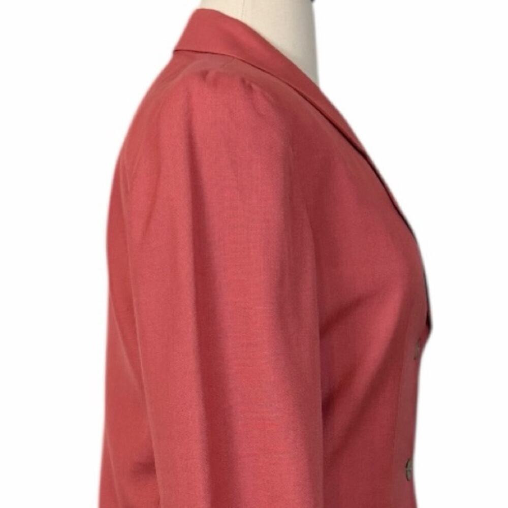 Talbots Vintage Linen Blend Three Button Long Blazer Coral Pink Women’s Size 14 - Picture 8 of 11